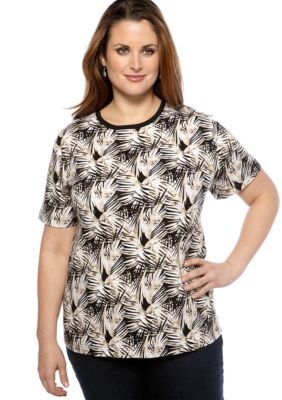 Kim Rogers Plus Size Interlock Printed Crew Neck Tee