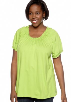 Kim Rogers&reg; Plus Size Solid Peasant Knit Top