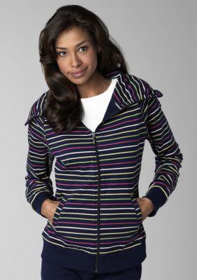Kim Rogers&reg; Ruched Neck Striped French Terry Jacket