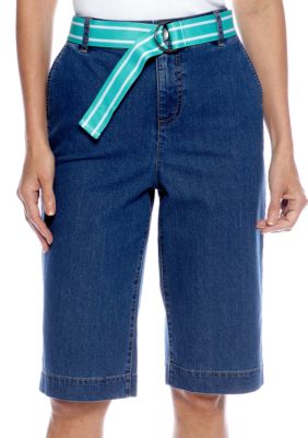 Kim Rogers Denim Belted Bermuda