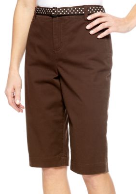 Kim Rogers Tab Button Belted Bermuda