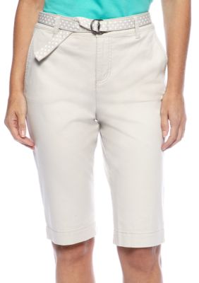 Kim Rogers&reg; Tab Button Belted Bermuda