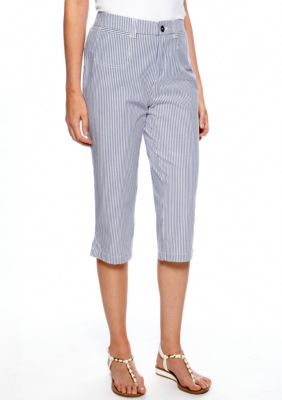 Kim Rogers Slim and Trim Stretch Twill Strip Capri