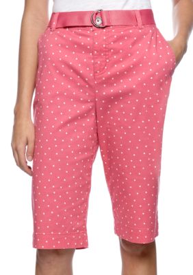 Kim Rogers&reg; Pin Dot Print Belted Bermuda