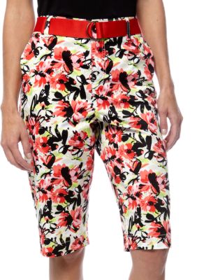Kim Rogers&reg; Floral Print Belted Bermuda