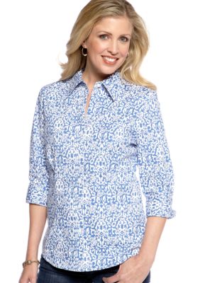 Kim Rogers Party Brocade Print Woven Shirt