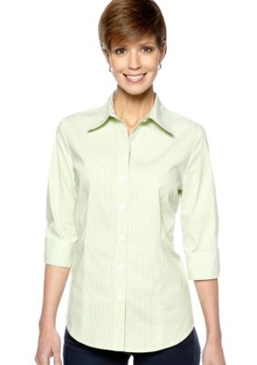 Kim Rogers Three Quarter Woven Basic Stripe Shirt