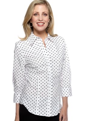Kim Rogers&reg; Three Quarter Polka-Dot Button Up