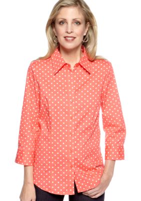 Kim Rogers Three Quarter Polka-Dot Button Up