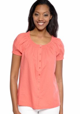Kim Rogers&reg; Short Sleeve Peasant Sole Shirt