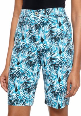 Kim Rogers Slim and Trim Palm Tree Printed Bermuda Short