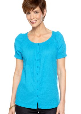 Kim Rogers Short Sleeve Crew Neck Peasant Shirt