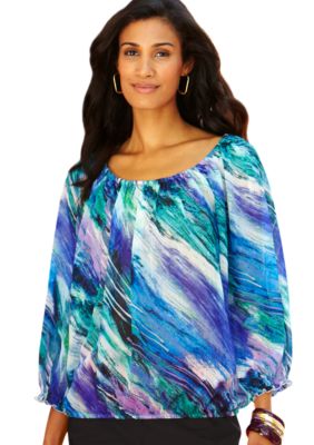 Sunny Leigh Whimsical Wave Woven Blouse