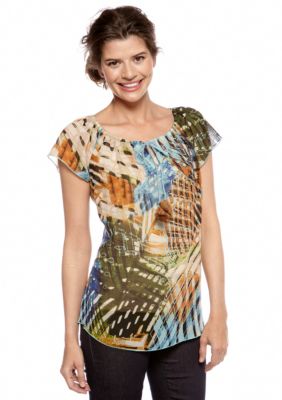 Sunny Leigh Feather Tie Woven Top
