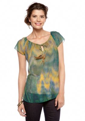 Sunny Leigh Feather Tie Woven Top