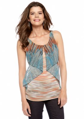 Sunny Leigh Woven/Knit Printed Top