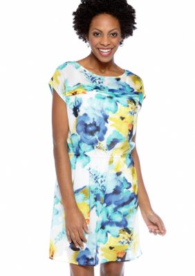 Sunny Leigh Floral Print Pleat Front Dress