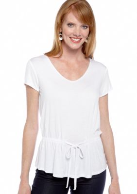 Sunny Leigh Peplum Tie Waist Knit Top