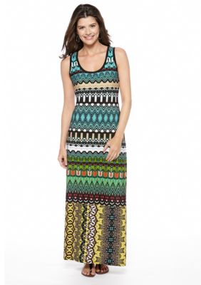 Sunny Leigh Ikat Print Maxi Dress