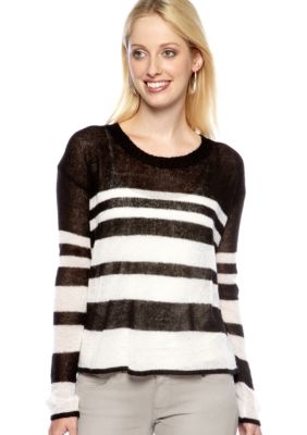 Kensie Scoop Neck Stripe Sweater