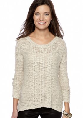 Kensie Cable Front Lurex Sweater