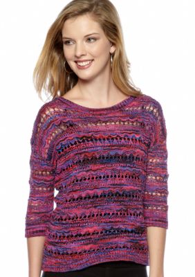 Kensie Space Dye Open Weave Sweater