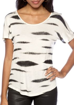 Kensie Abstract Animal Stripe Tee