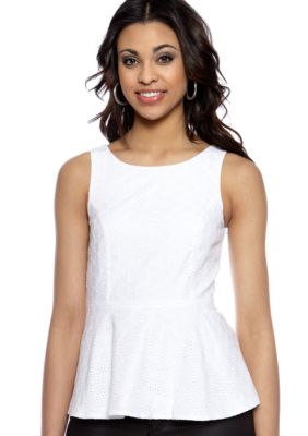 Kensie Eyelet Peplum Top