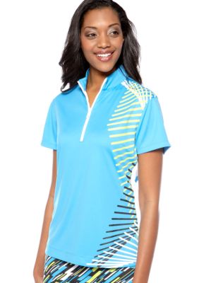 Pro Tour Half Zip Mock Neck Placement Print Top