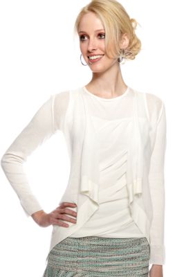 DKNYC Cozy Sweater with Sheer Long Sleeves
