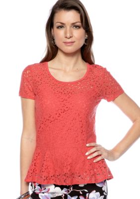 DKNYC Short Sleeve Peplum Top