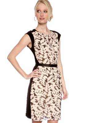 DKNYC Cap Sleeve Printed Dress