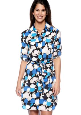 DKNYC Shirt Dress with Self Tie Belt