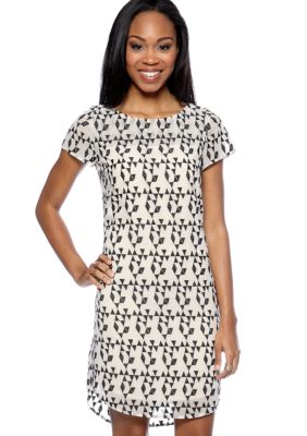 DKNYC Embroidered Short Sleeve Dress