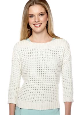 DKNYC Boat Neck Pointelle Pullover