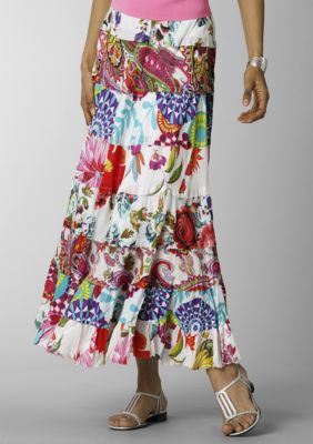 ND&reg; New Directions Long Tiered Mix Print Skirt
