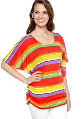 New Directions Weekend Stripe Dolman Flutter Sleeve Top