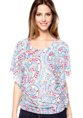 New Directions Weekend Dot Print Knit Top