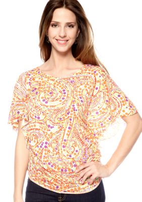New Directions Weekend Dot Print Knit Top