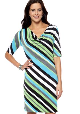 New Directions Stripe Drape Neck