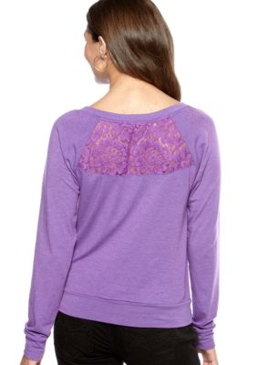Jolt Solid Lace Back Sweatshirt
