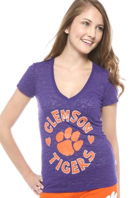 Soffe Clemson V-neck Burnout Tee