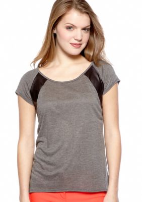 Eyeshadow Pleather Inset Hi Lo Tee
