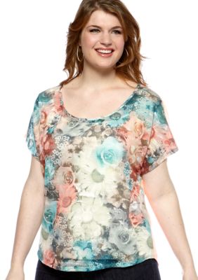 Eyeshadow Plus Size Floral Top