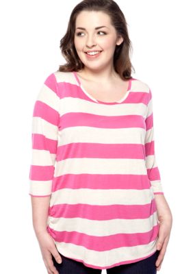 Eyeshadow Plus Size Striped Lace Back Top