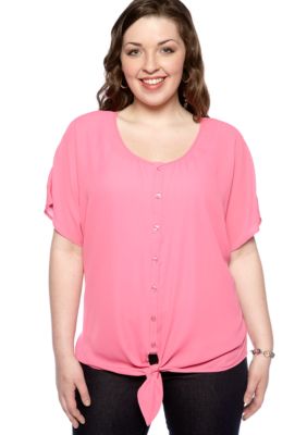 Eyeshadow Plus Size Tie Front Blouse