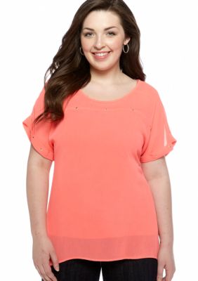 Eyeshadow Plus Size Solid Studded Top