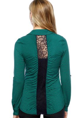 Eyeshadow Long-Sleeved Shirt with Back Lace Inset