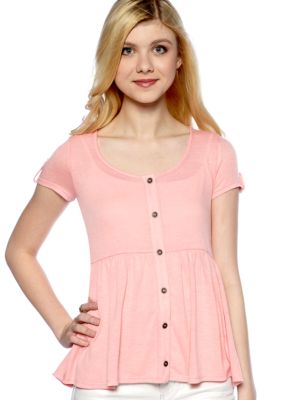 Eyeshadow Short-Sleeve Button Front Babydoll