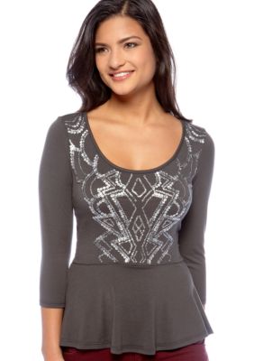 Eyeshadow Sequin Peplum Top